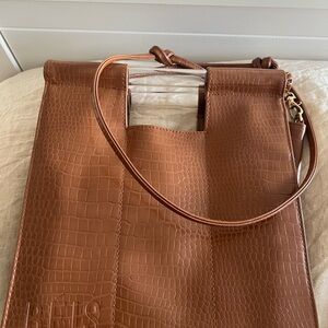 Brown Croc-Embossed Women's Bag